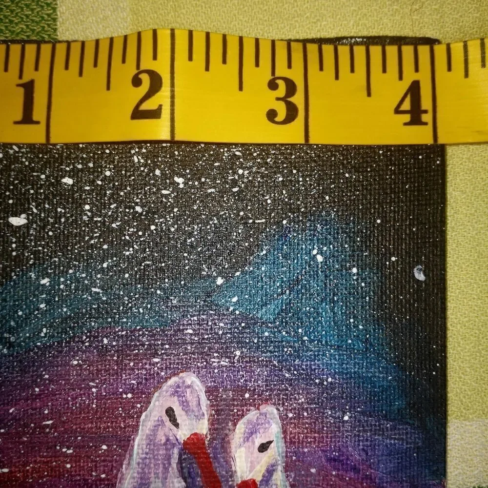 Original Birds Family Love Small Canvas Acrylic Painting 4